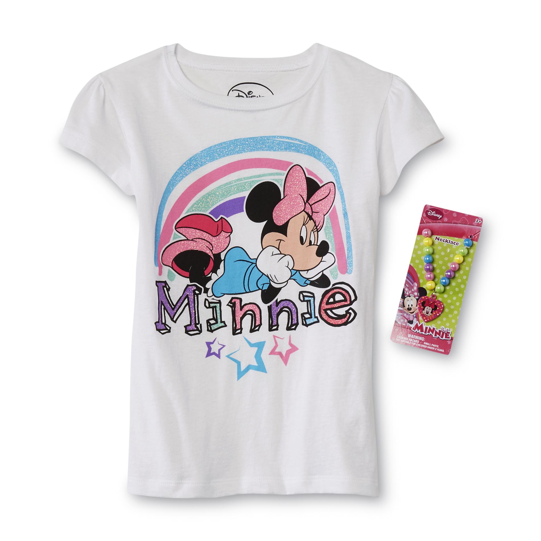 Disney Minnie Mouse Girl's T-Shirt & Necklace