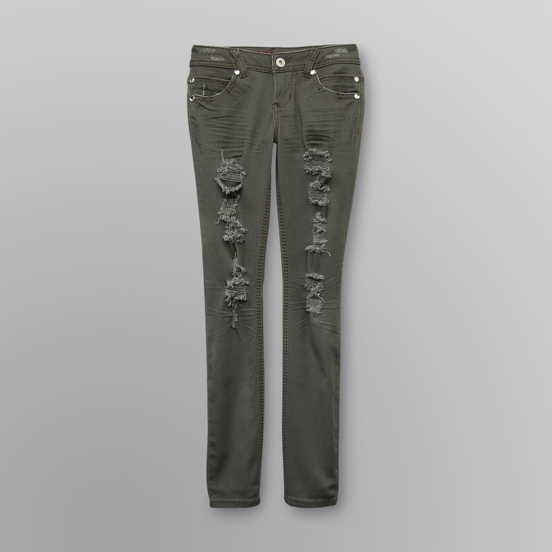 Almost Famous Junior's Destructed Colored Skinny Jeans
