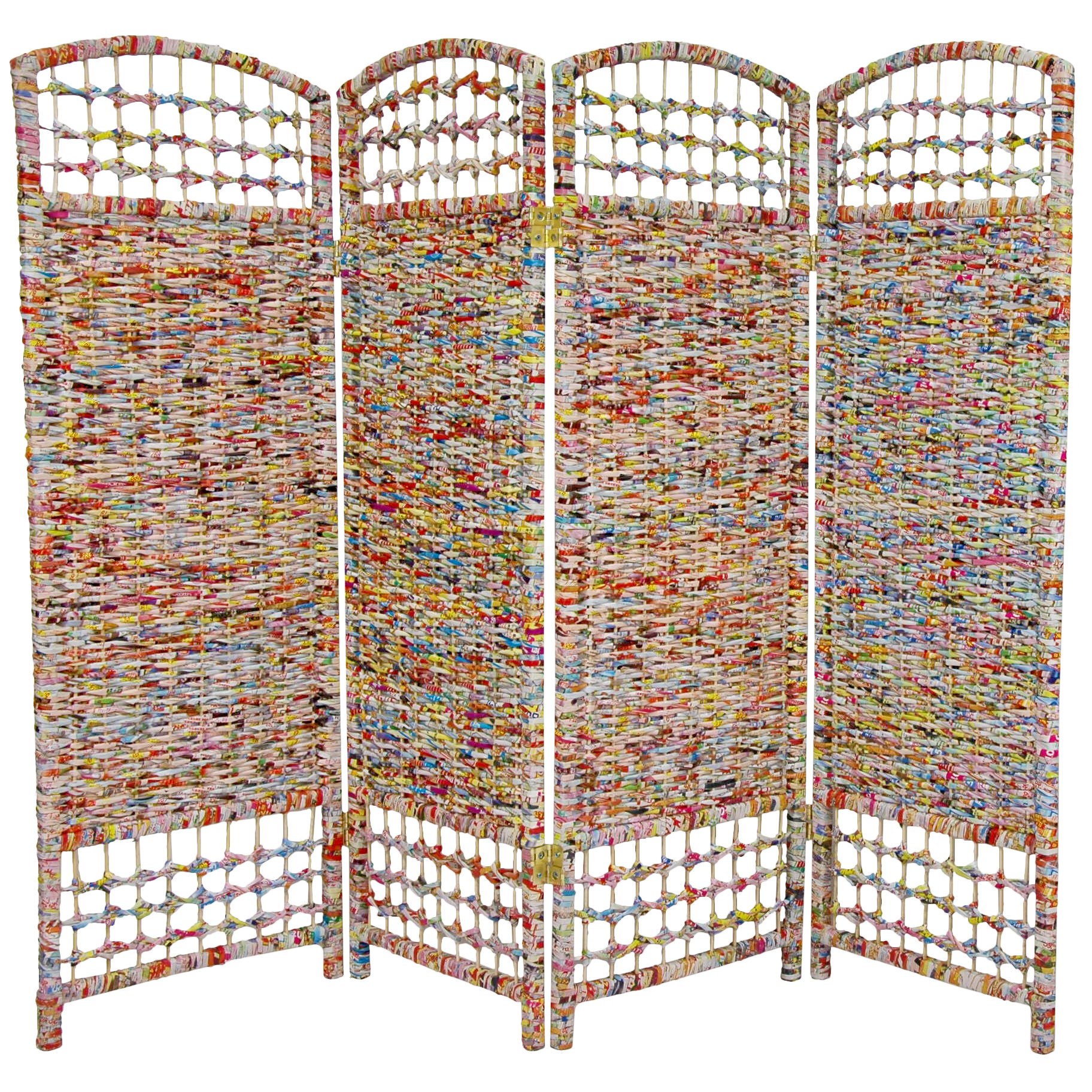 Oriental Furniture 4 ft Tall Recycled Magazine Room Divider - 4 Panel