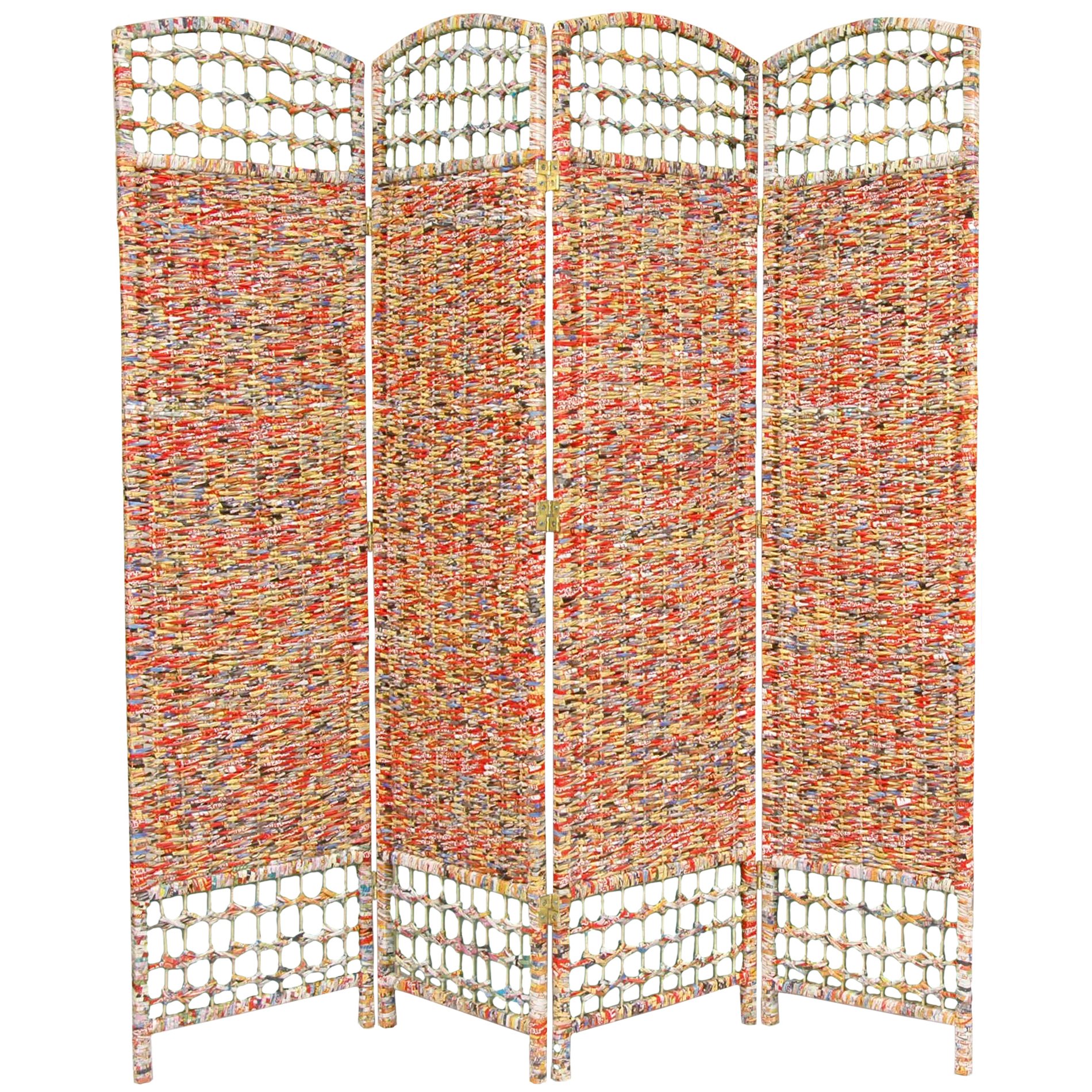 Oriental Furniture 5 1/2 ft. Tall Recycled Magazine Room Divider - 4 Panel