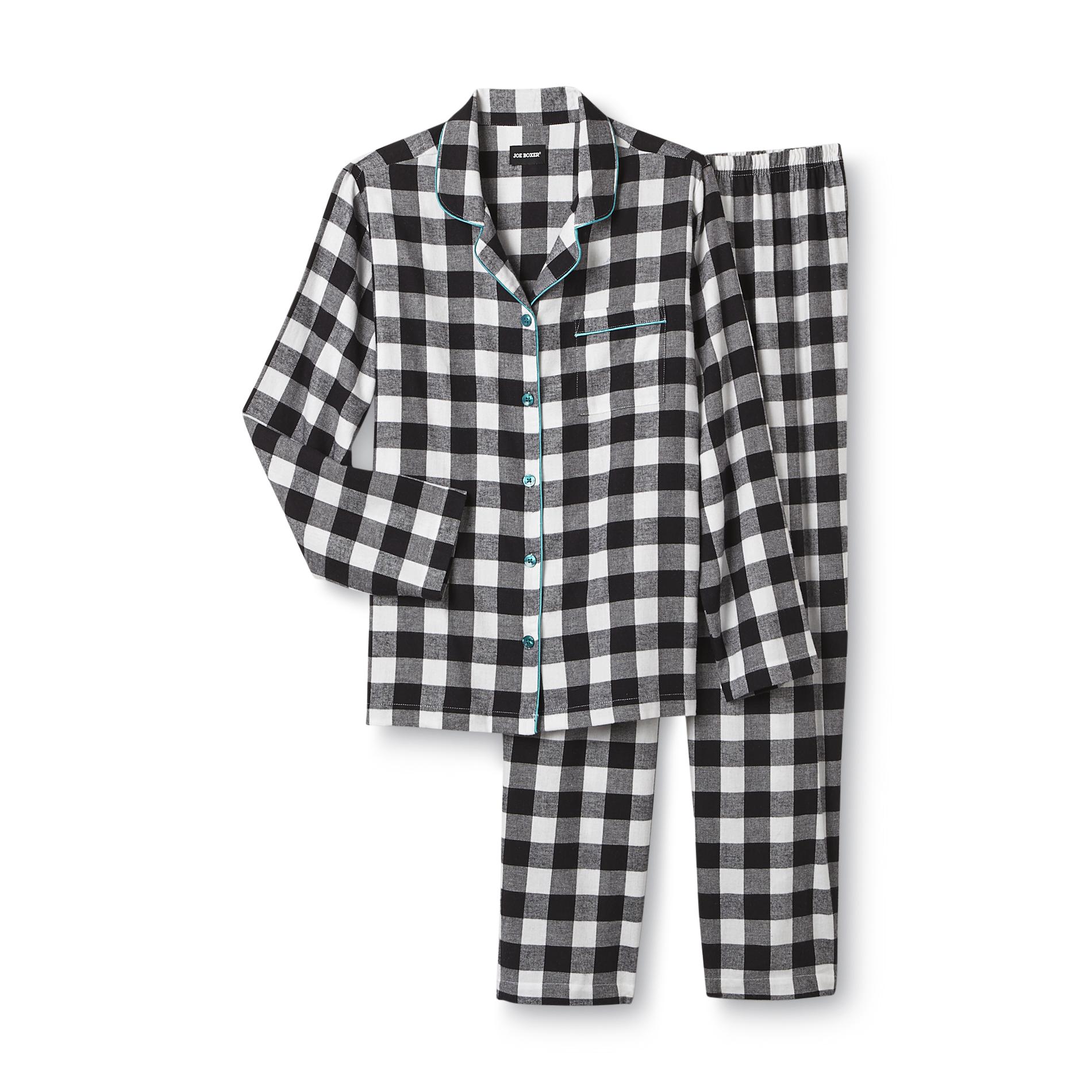 Joe Boxer Women's Plus 2-Piece Flannel Pajama Set - Checkered