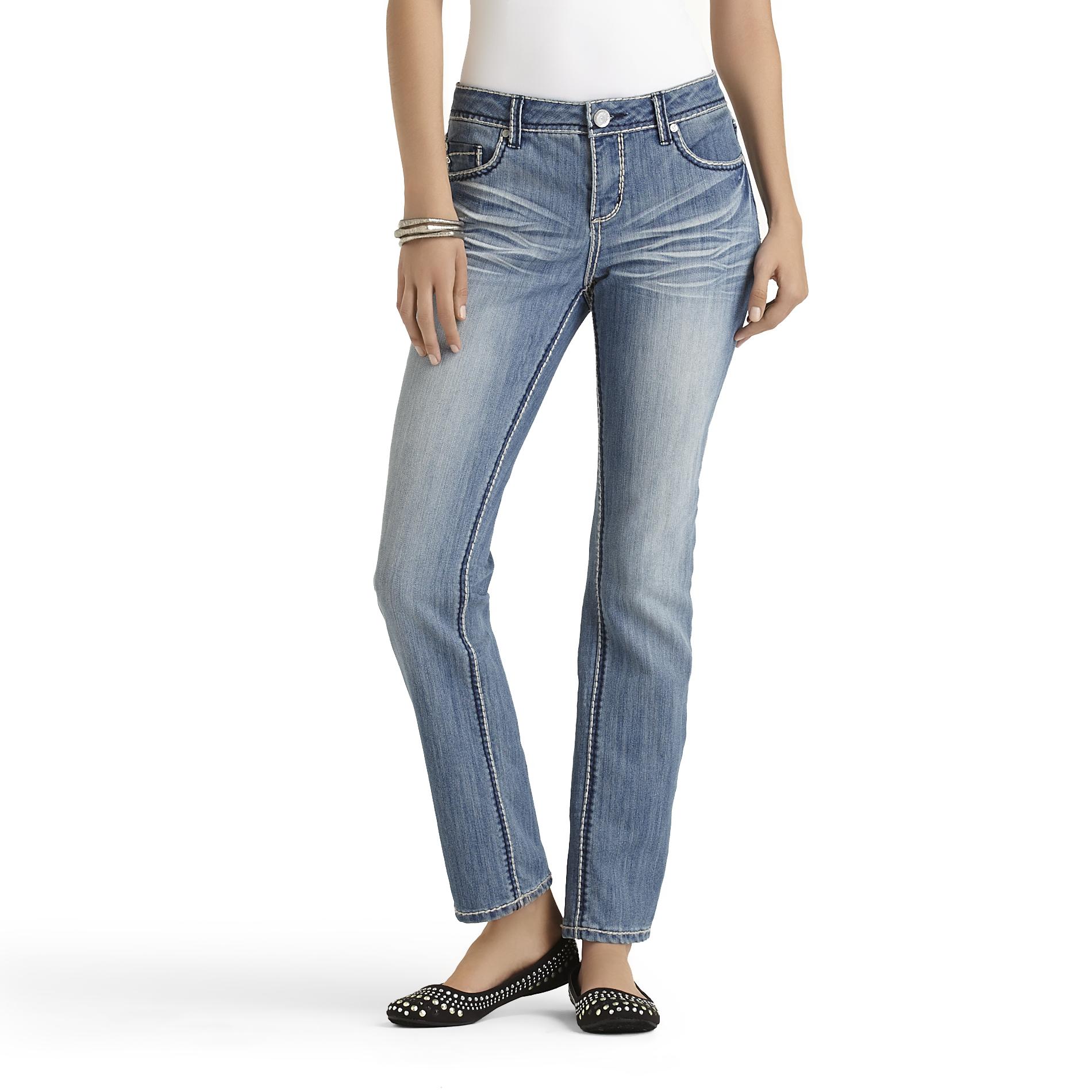 Almost Famous Women's Bling Pocket Straight Jeans
