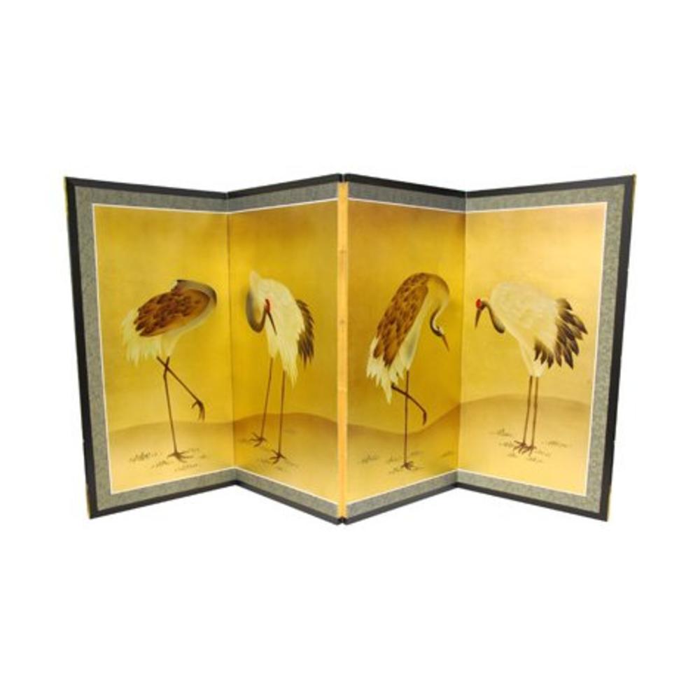 Oriental Furniture Gold Leaf Cranes - (36 in. x 72 in.)