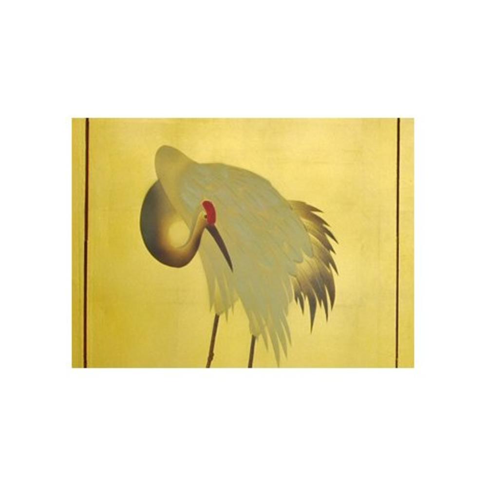 Oriental Furniture Gold Leaf Cranes - (36 in. x 72 in.)