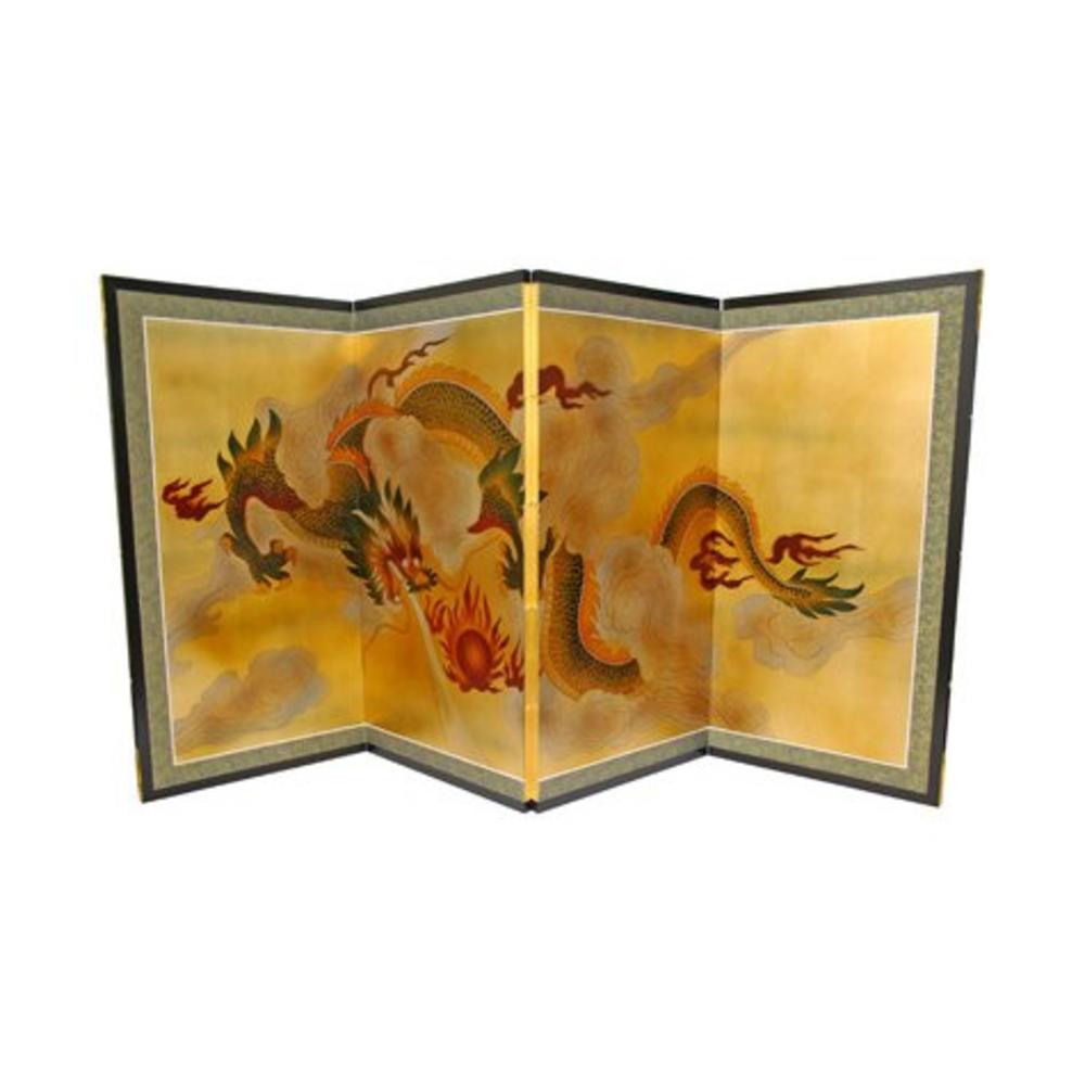 Oriental Furniture Dragon in the Sky on Gold Leaf - (36 in. x 72 in.)