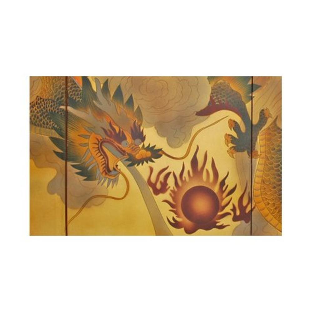 Oriental Furniture Dragon in the Sky on Gold Leaf - (36 in. x 72 in.)