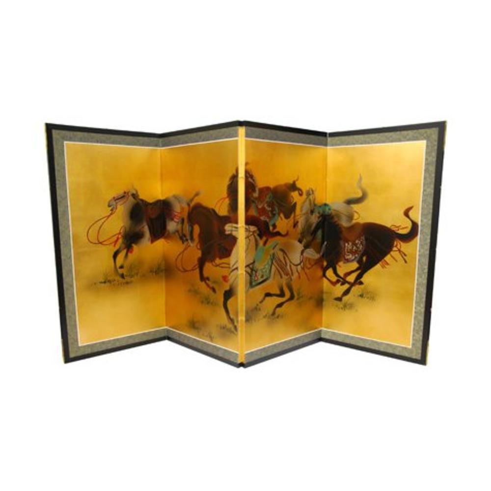 Oriental Furniture Riders in the Storm on Gold Leaf - (36 in. x 72 in.)