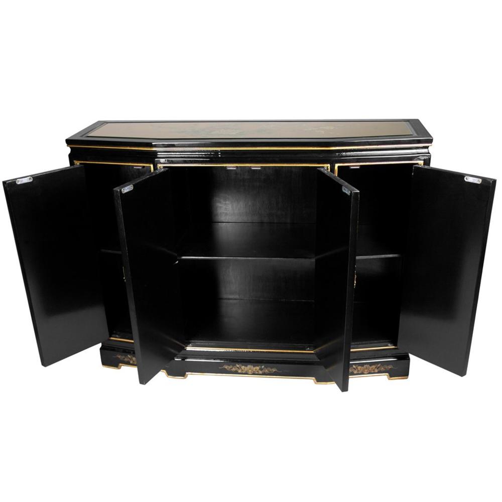 Oriental Furniture Gold Leaf Slant Front Cabinet
