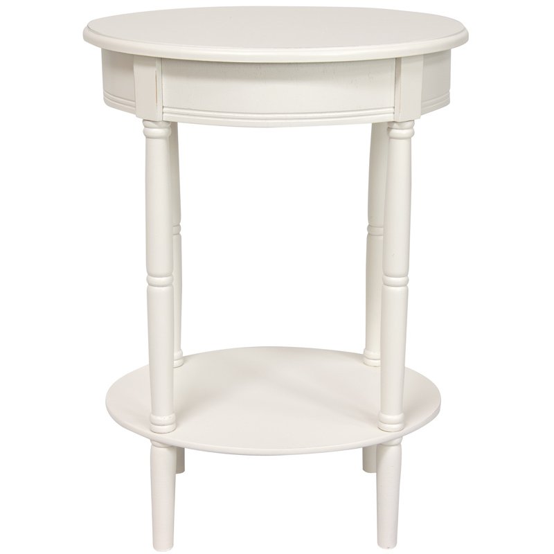 Oriental Furniture 26 Classic Round End Table w/ Drawer   White