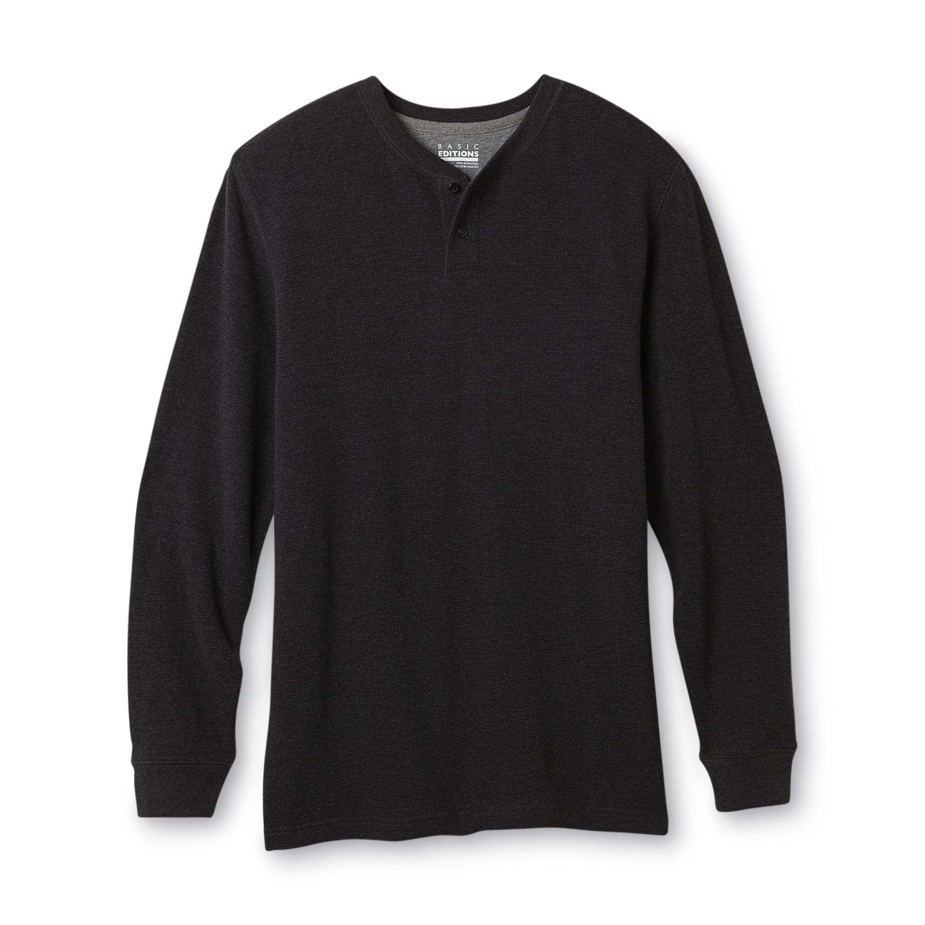 Basic Editions Men's Big & Tall Thermal Henley Shirt