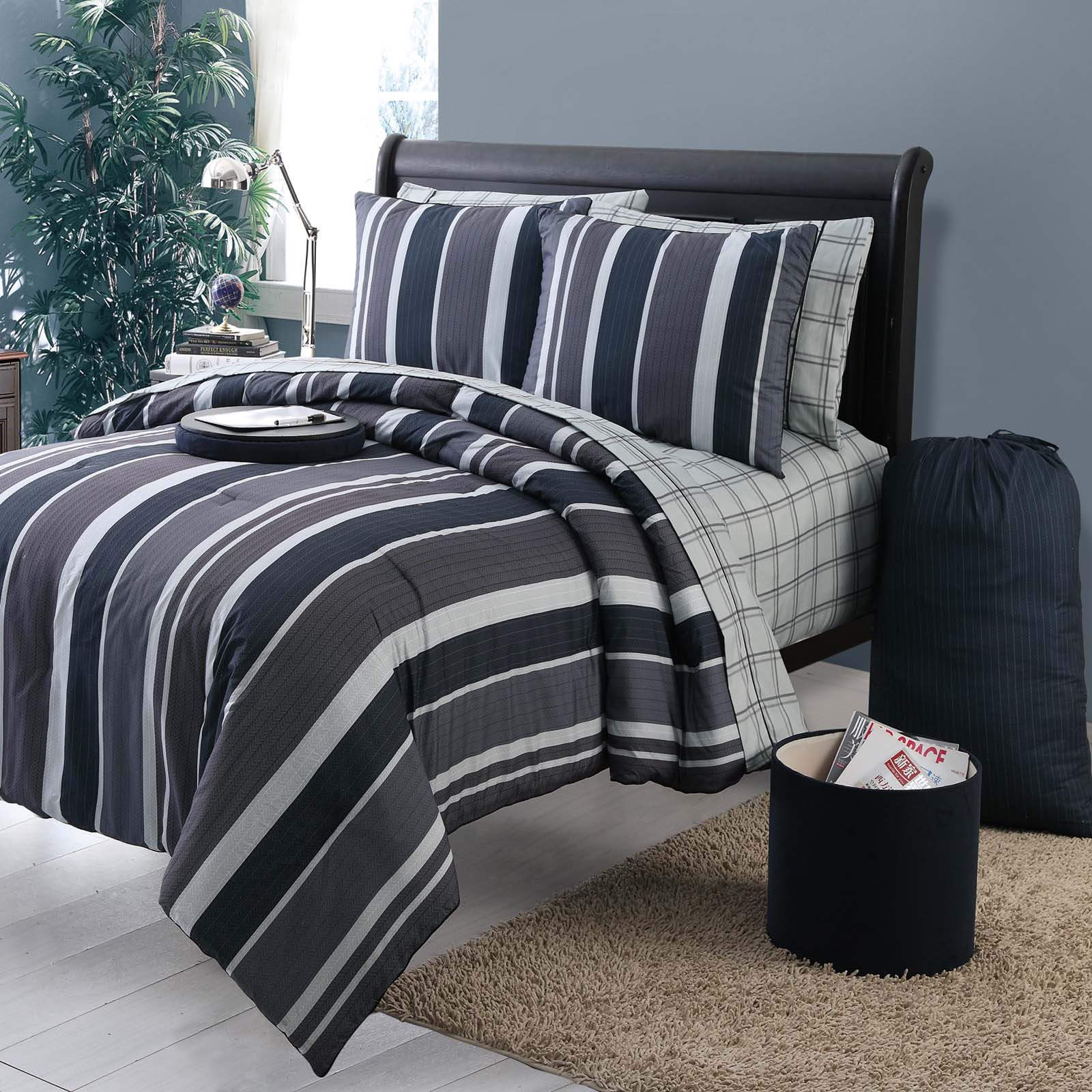 Janson Reversible Comforter Set - Gray/Blue