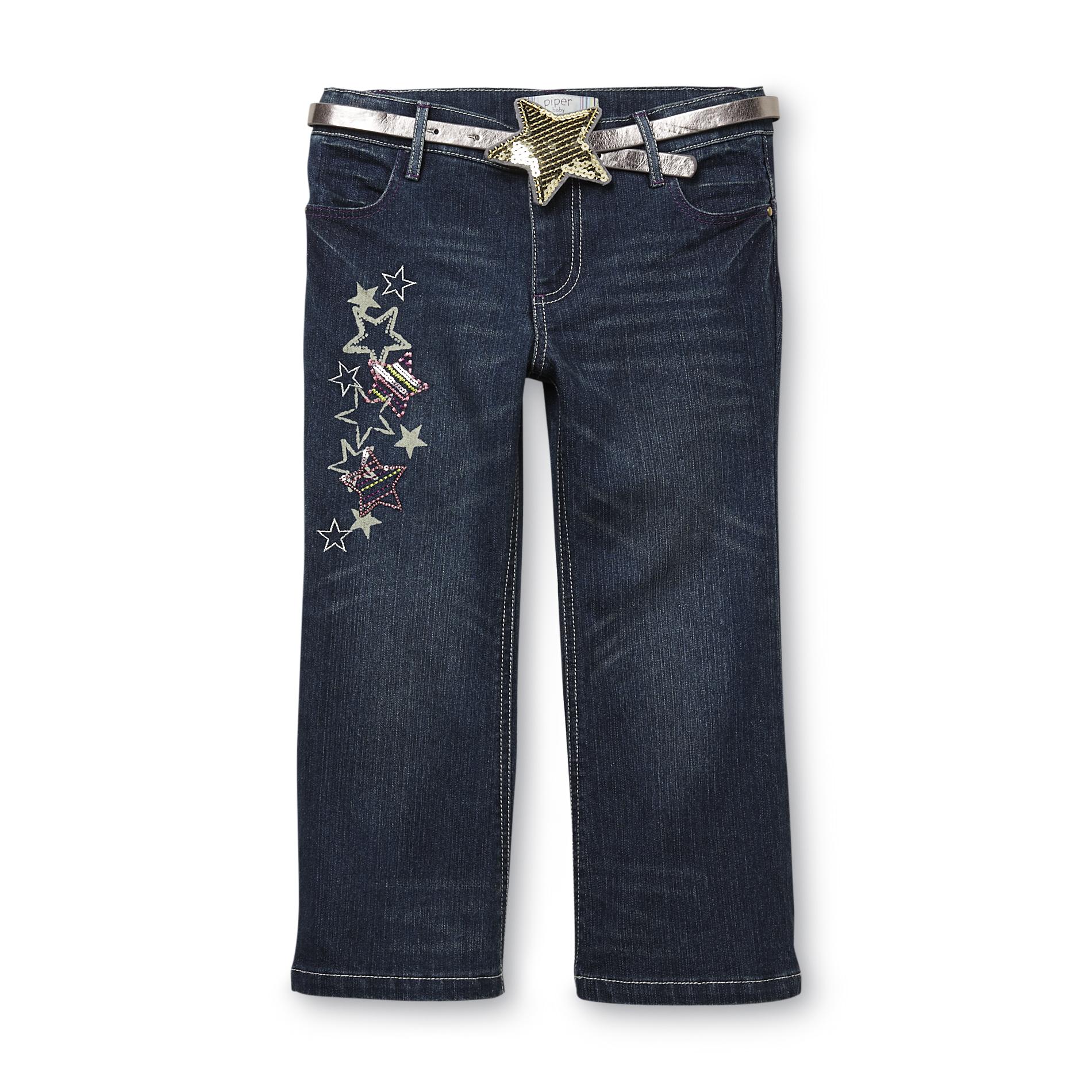 Piper Infant & Toddler Girl's Embroidered Jeans & Belt