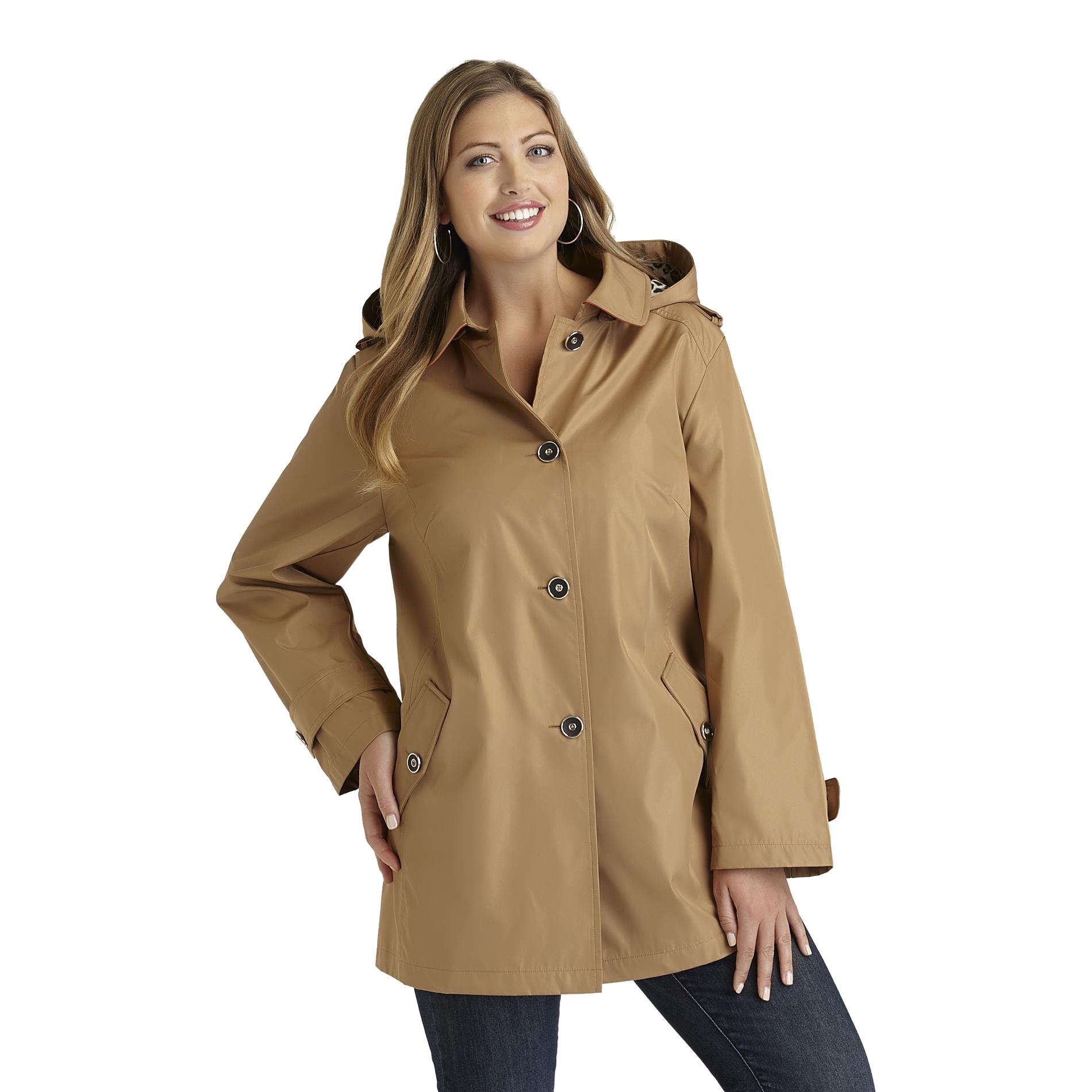 Jaclyn Smith Women's Plus Jacket Leopard Print Lining