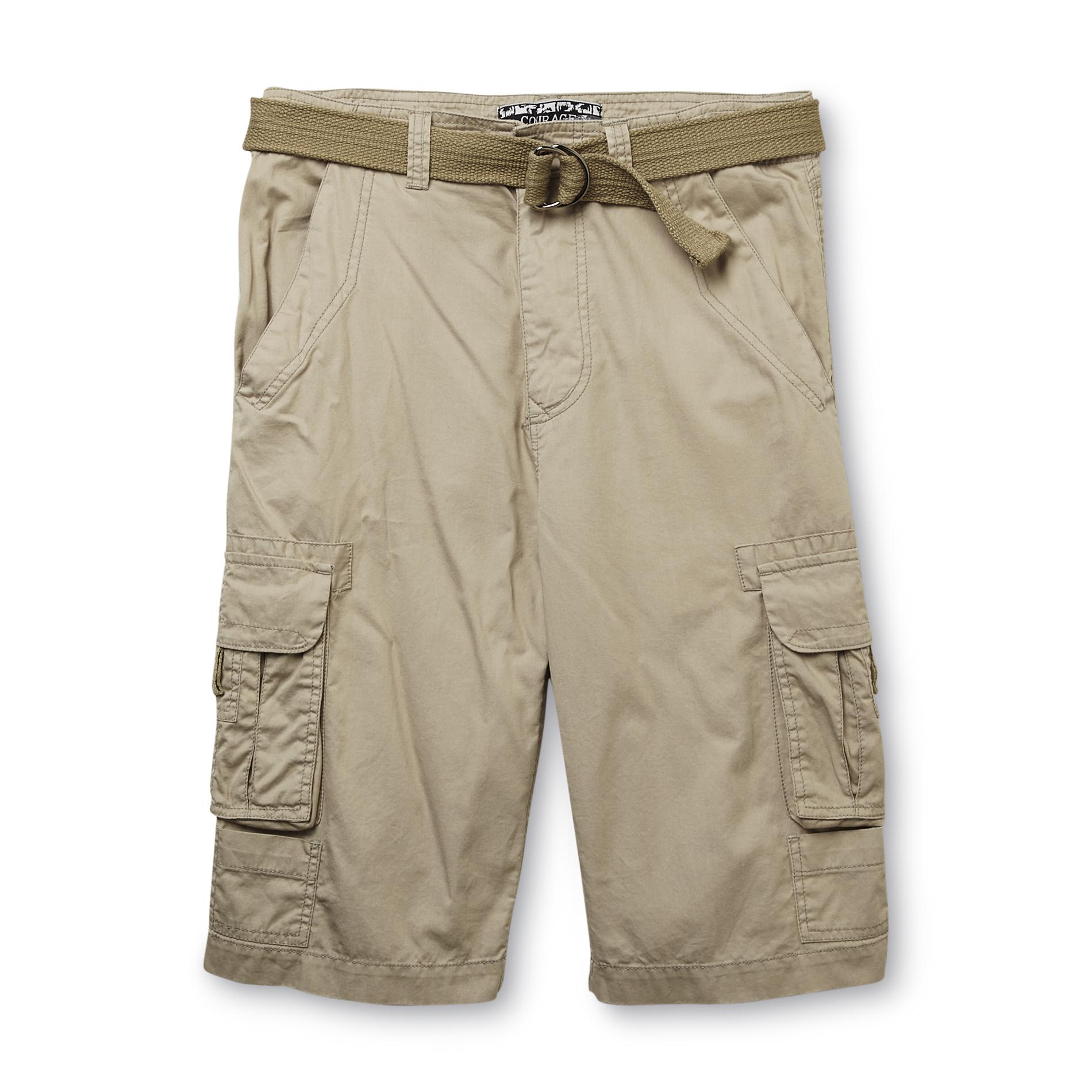 Mens Belted Cargo Shorts Pockets and Belt