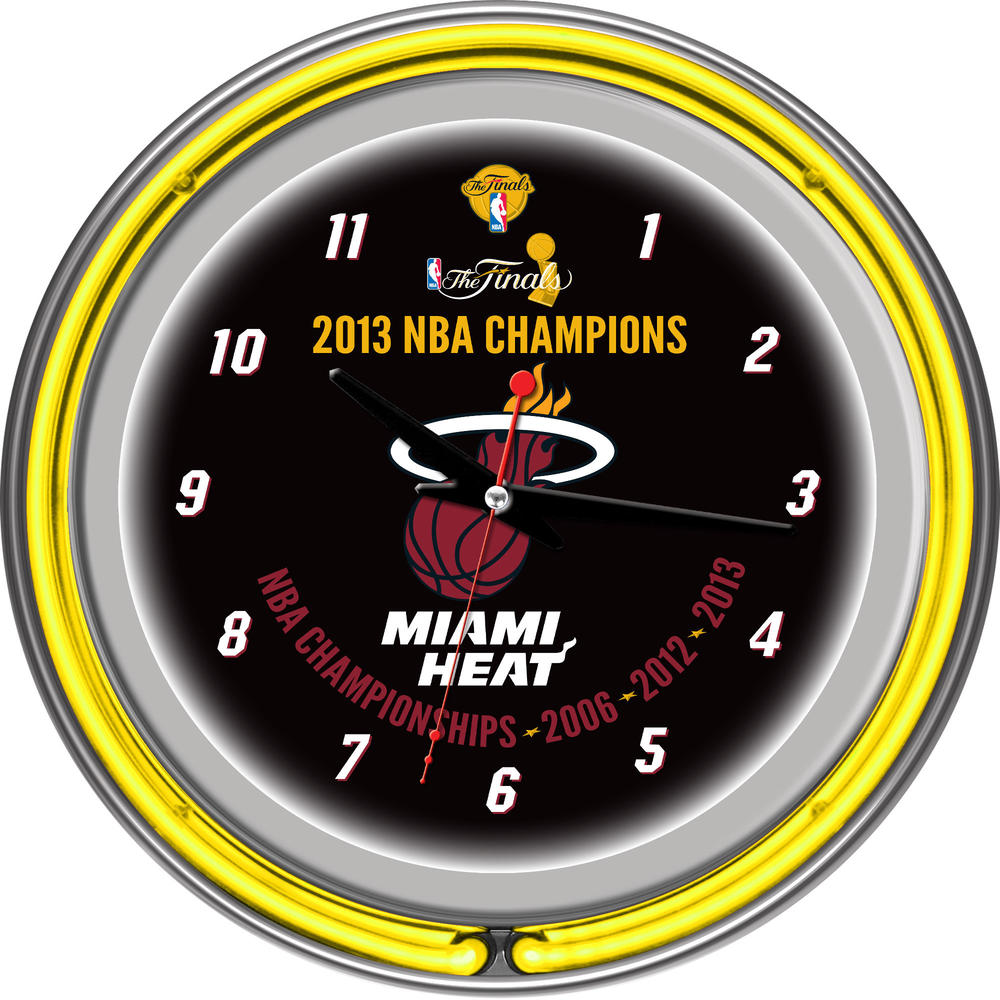 Miami Heat 2013 NBA Champions Chrome Neon Clock