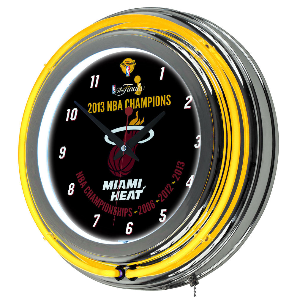 Miami Heat 2013 NBA Champions Chrome Neon Clock