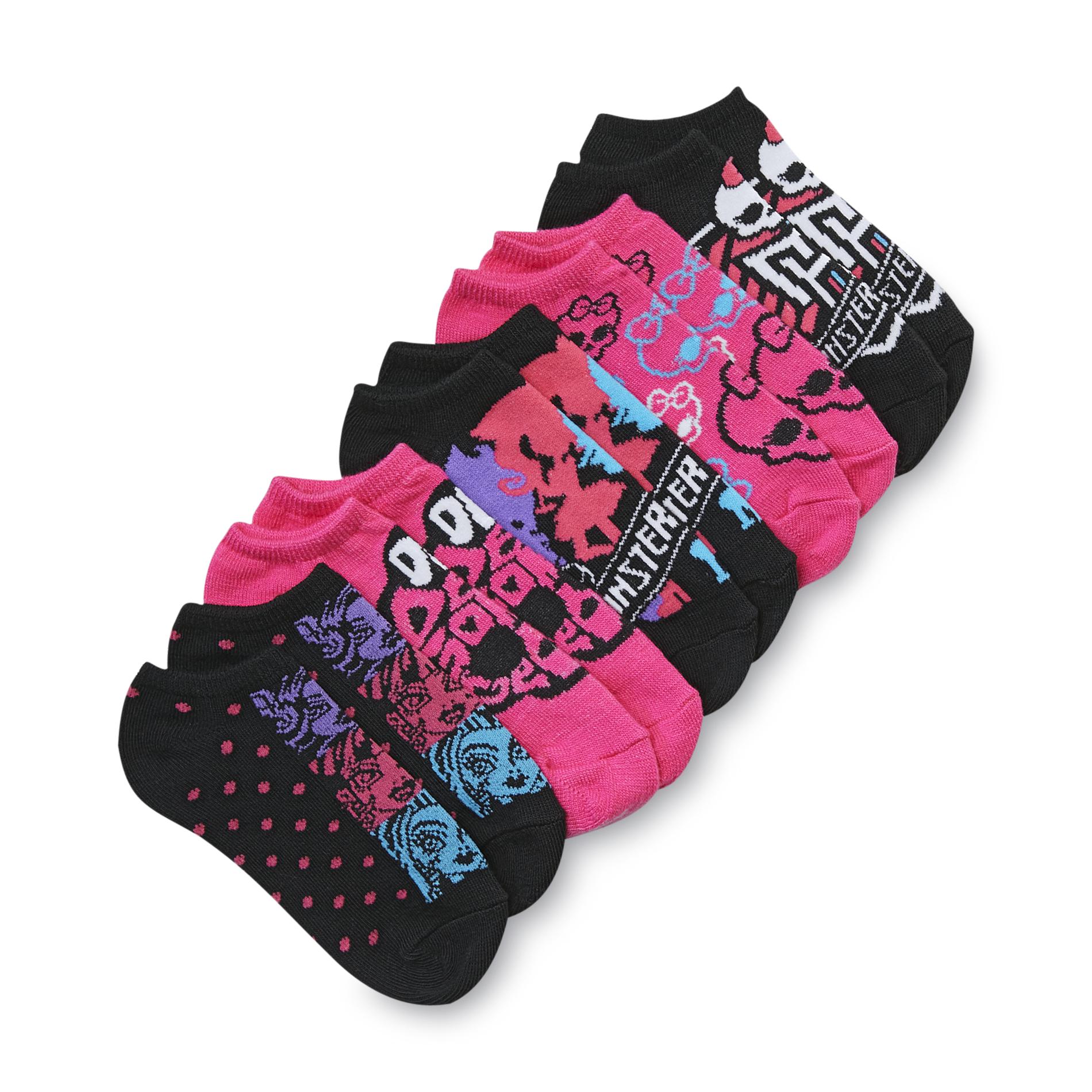 Monster High Girl's 5-Pack No Show Socks