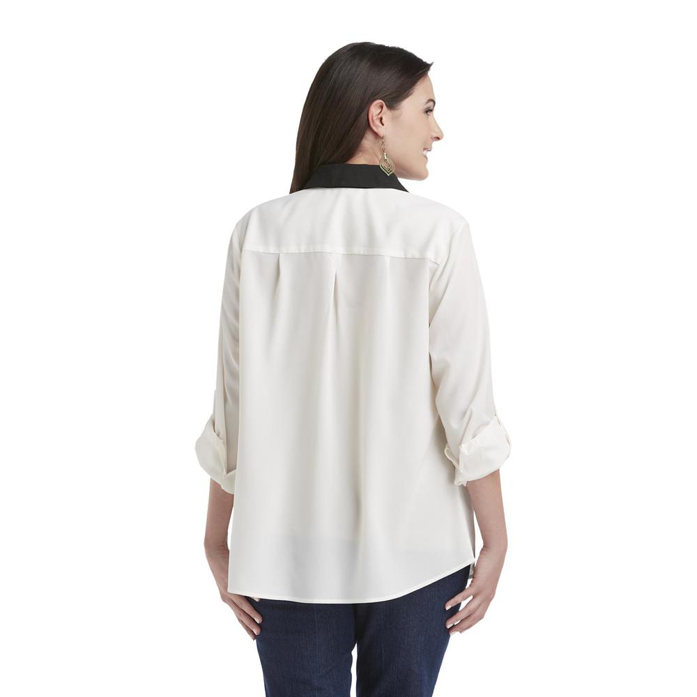 Kathy Che Women's Plus Silky Two-Pocket Shirt