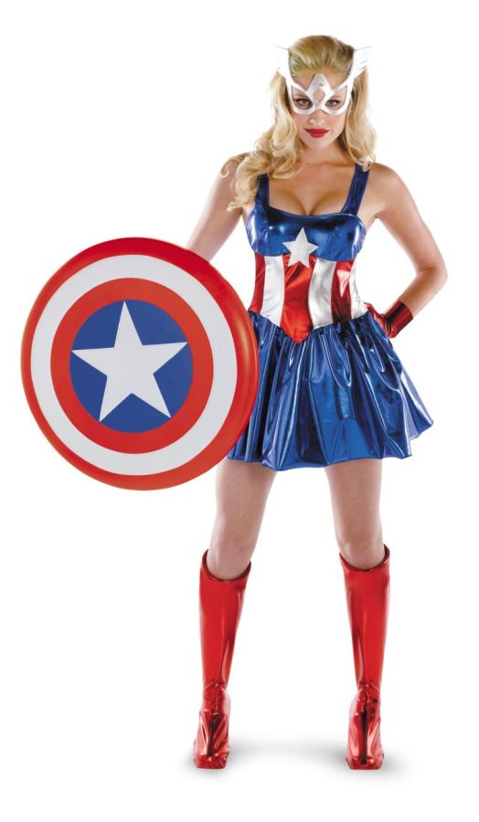Women&#8217;s Captain America Deluxe Halloween Costume