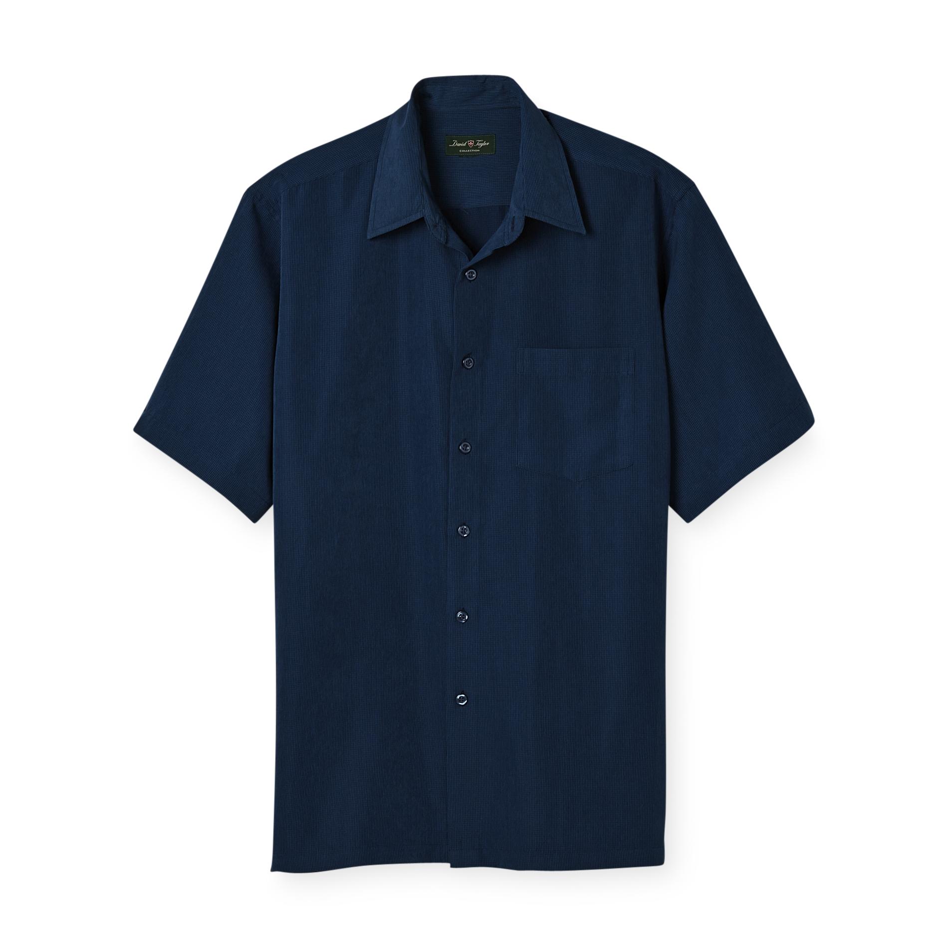 David Taylor Collection Men's Short Sleeve Shirt - Pinstriped Microfiber