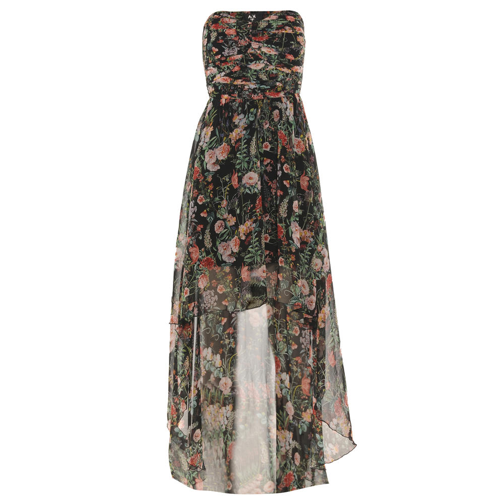 AX Paris Women's Floral Printed Strapless Chiffon Dress - Online Exclusive