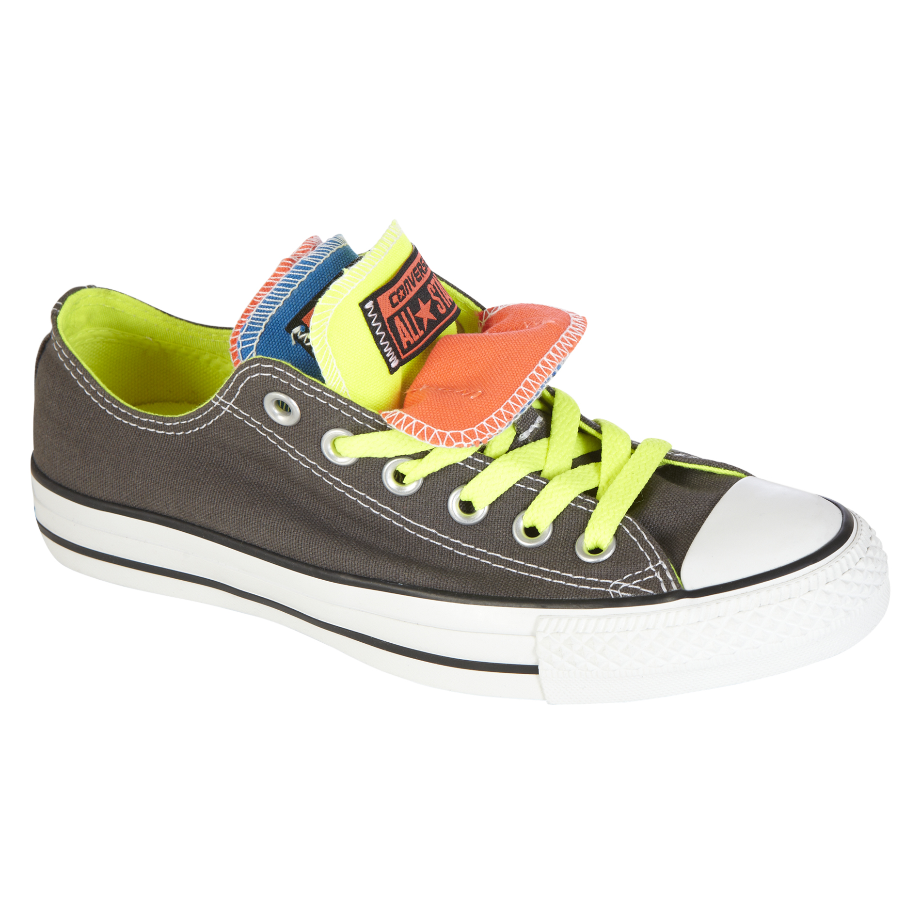 Converse Chuck Taylor All Star Women's Gray/Neon Multicolor Multi-Tongue Oxford Sneakers