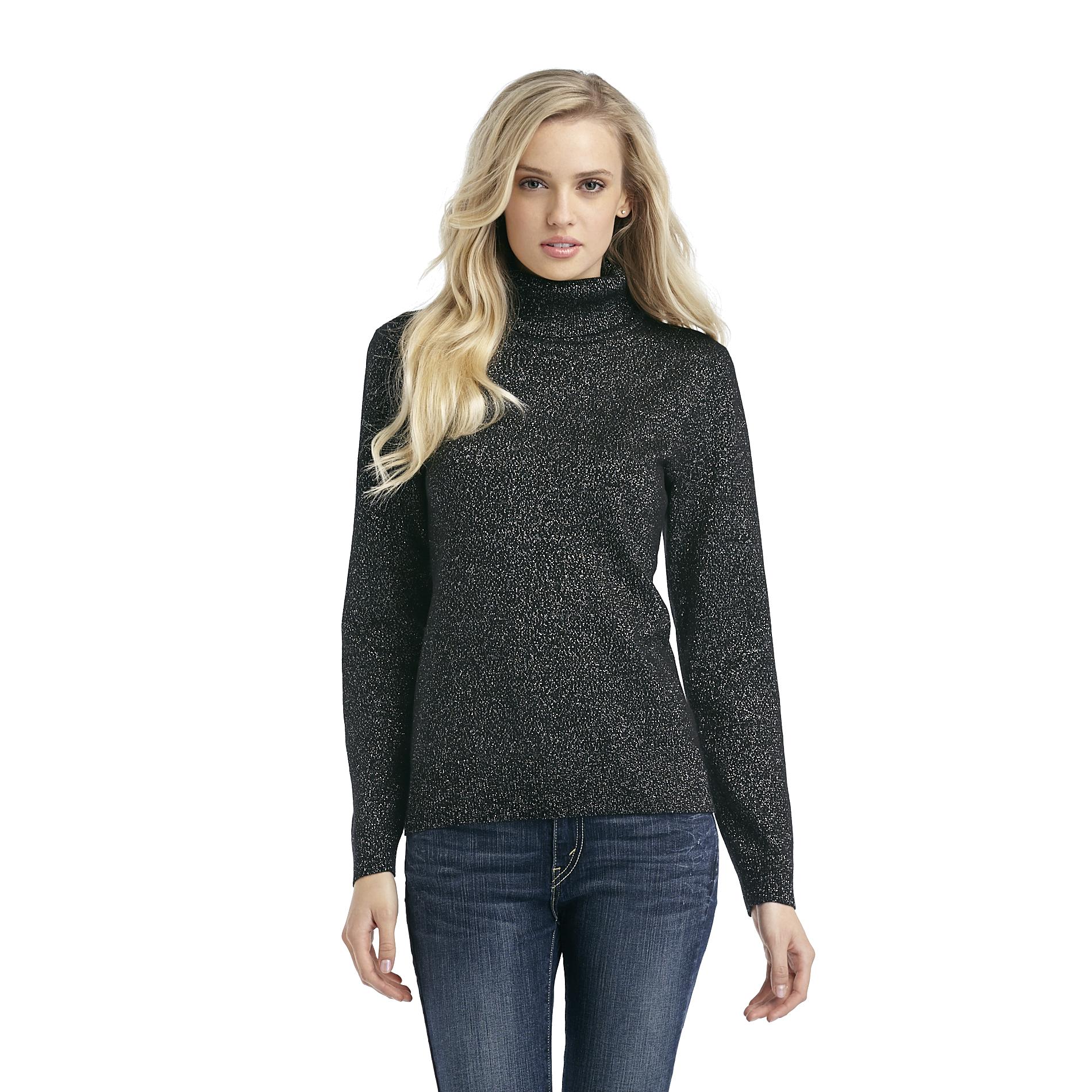 Basic Editions Women's Luxura Turtleneck Sweater - Metallic