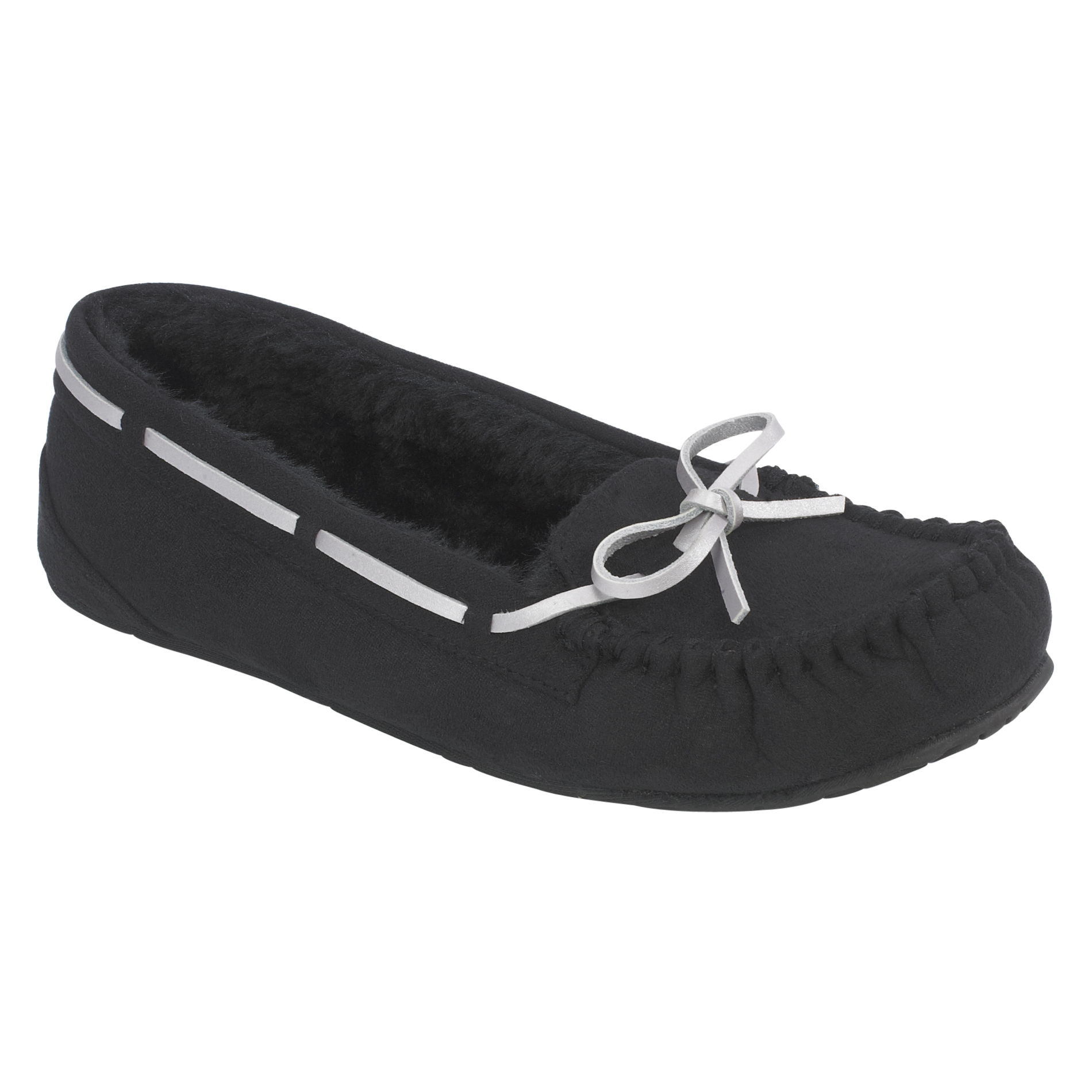Route 66 Women's Hampton Black Suede Moccasin Slippers