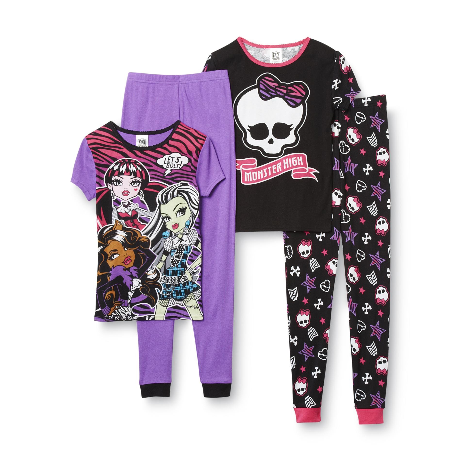 Monster High Girl's 4-Piece Pajamas Set