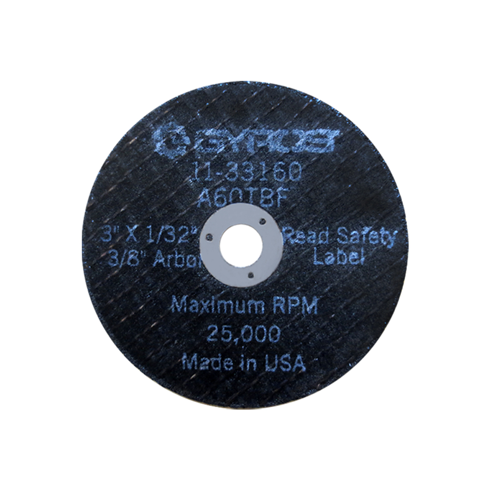 Gyros 11-33160/5 Type 01  Reinforced Aluminum Oxide Cut-Off Wheels 3"x 1/32" (3/8" Arbor) A60TBF  Pack of 5