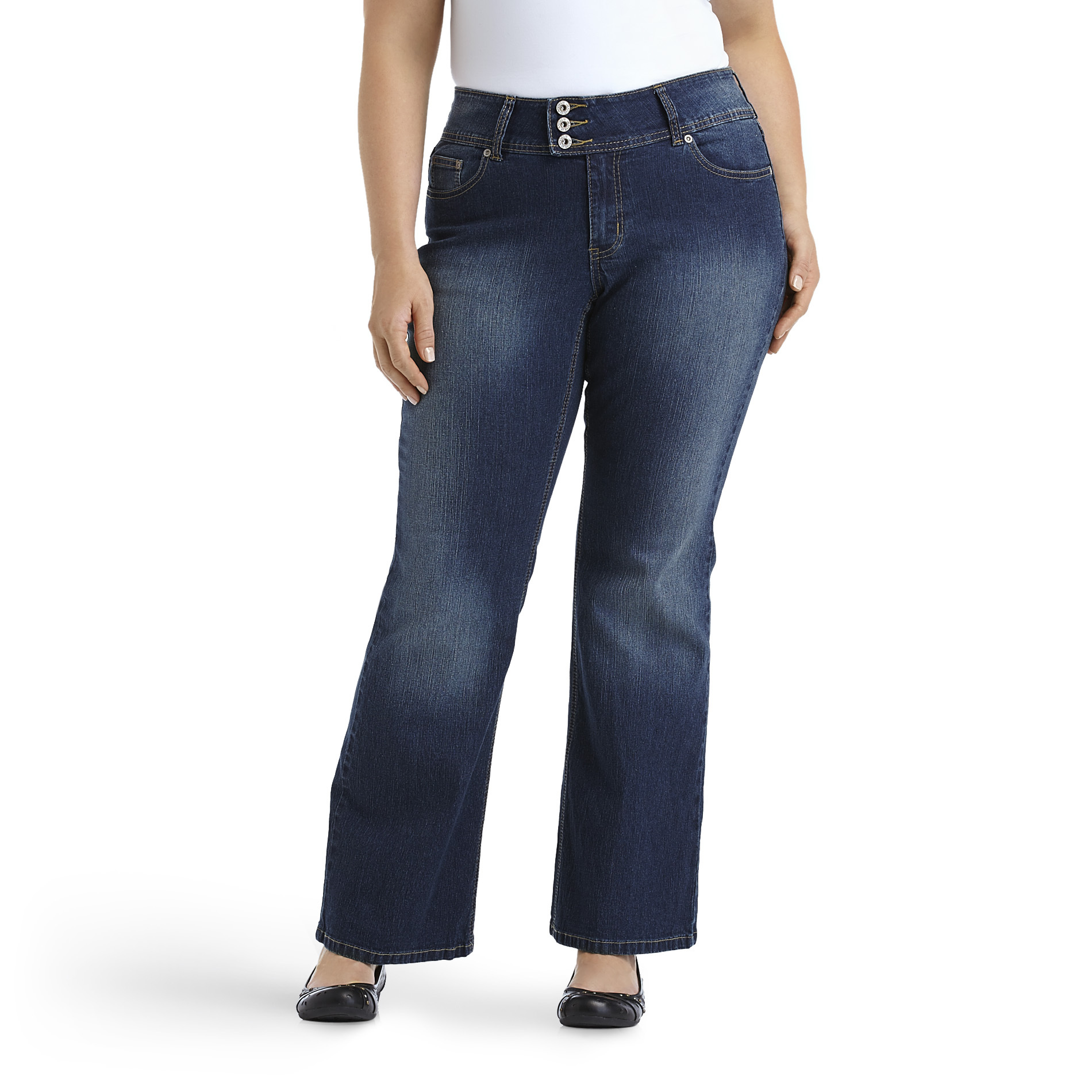 Angels Women&#8217;s Plus Tab-Waist Flare Jeans