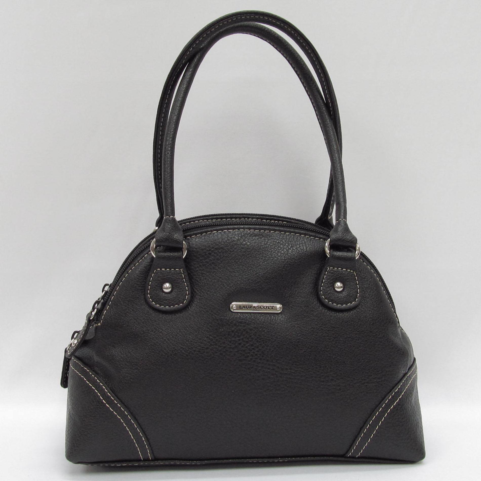Laura Scott Women&#8217;s Dual Zipper &#8216;Grand Sierra&#8217; Shoulder Handbag