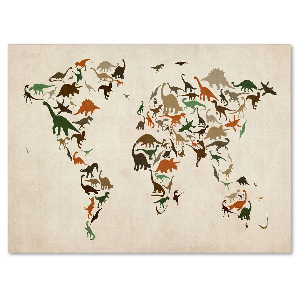 Trademark Global Michael Tompsett 'Dinosaur World Map 2' Canvas Art