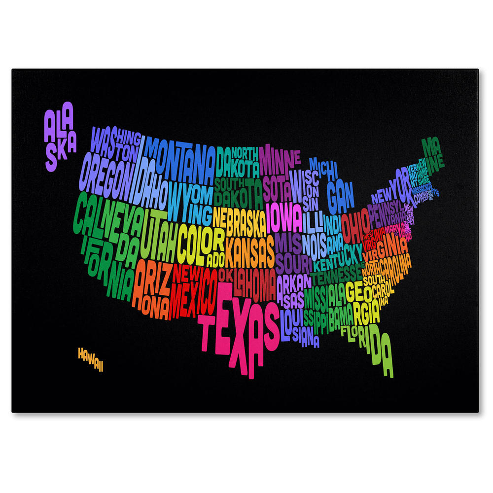 Trademark Global Michael Tompsett 'USA States Text Map' Canvas Art