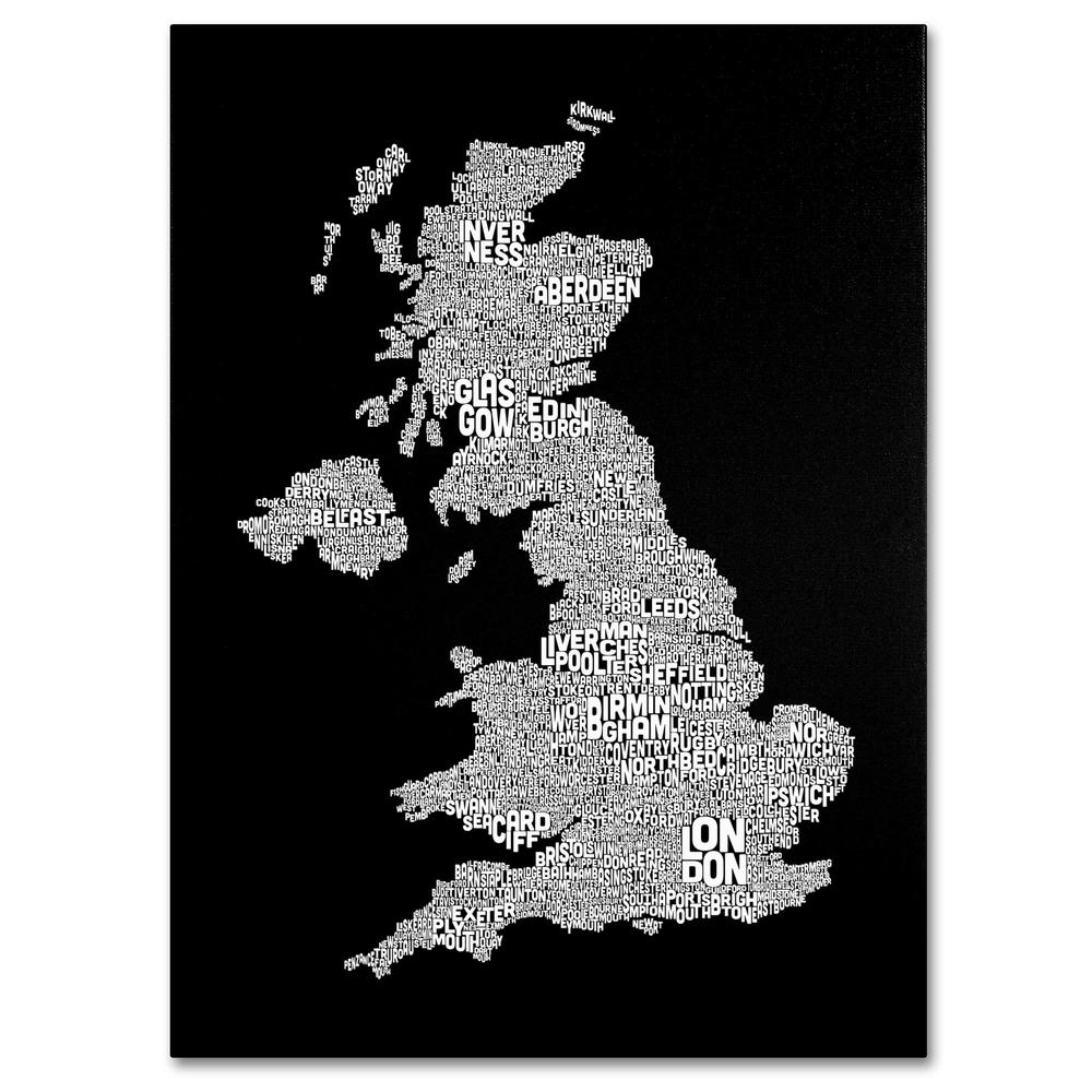 Trademark Global Michael Tompsett 'UK Cities Text Map 6' Canvas Art