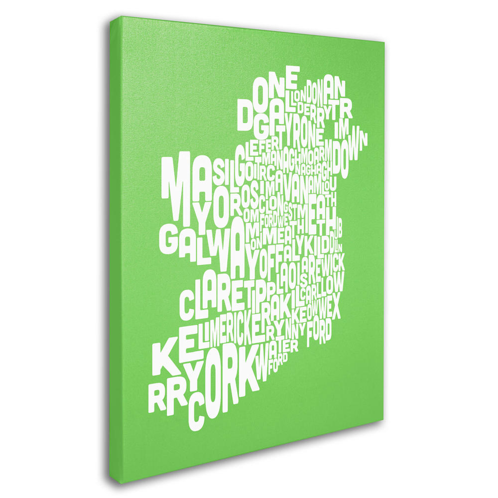 Trademark Global Michael Tompsett 'Ireland Text Map - Lime' Canvas Art