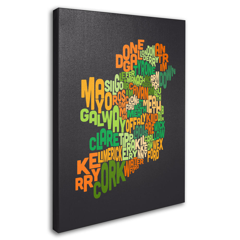 Trademark Global Michael Tompsett 'Ireland Text Map 6' Canvas Art