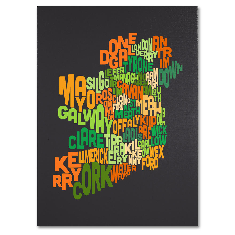 Trademark Global Michael Tompsett 'Ireland Text Map 6' Canvas Art