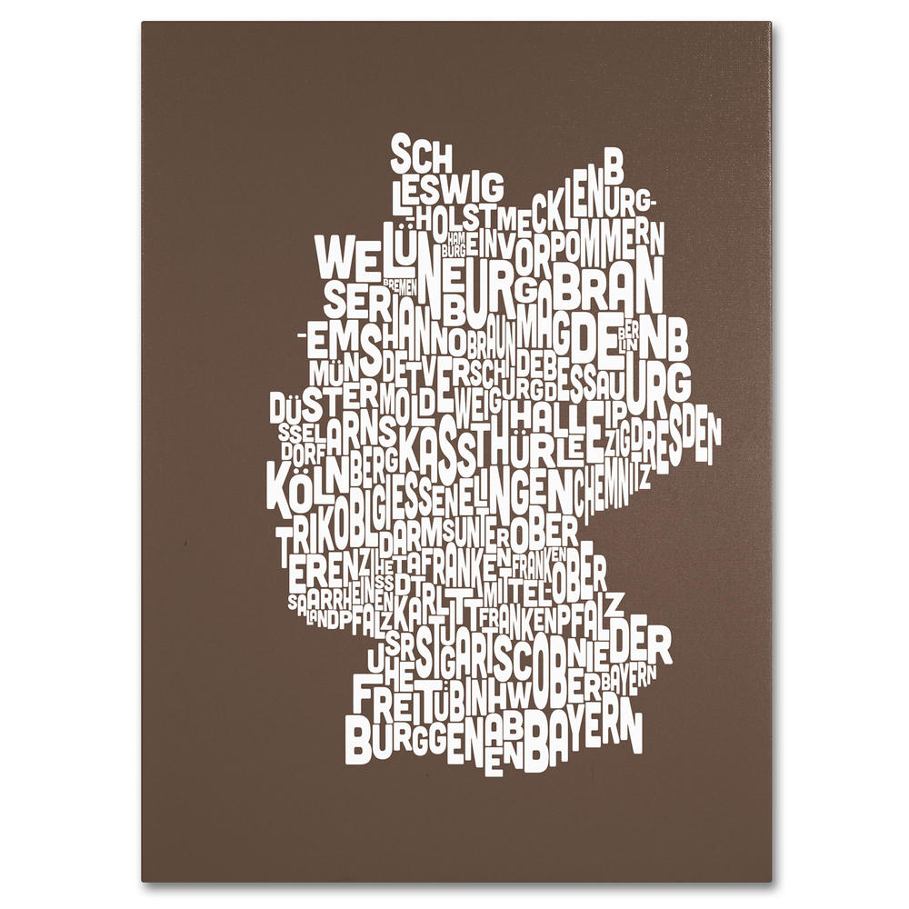 Trademark Global Michael Tompsett 'Germany Regions Map - Coffee' Canvas Art