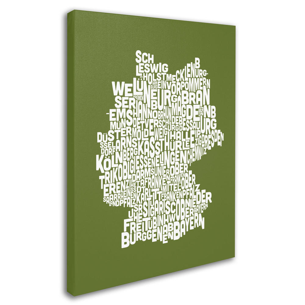 Trademark Global Michael Tompsett 'Germany Regions Map - Olive' Canvas Art