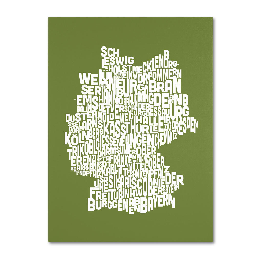Trademark Global Michael Tompsett 'Germany Regions Map - Olive' Canvas Art