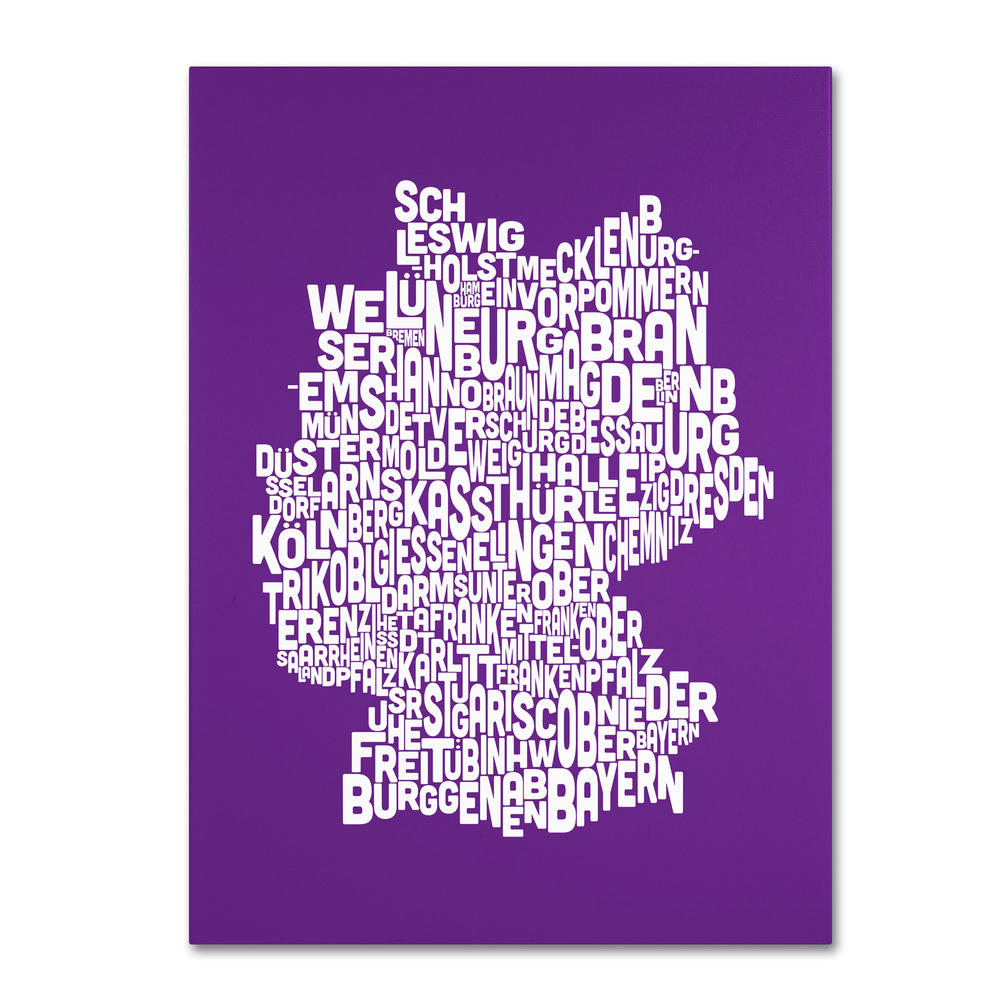 Trademark Global Michael Tompsett 'Germany Regions Map - Purple' Canvas Art