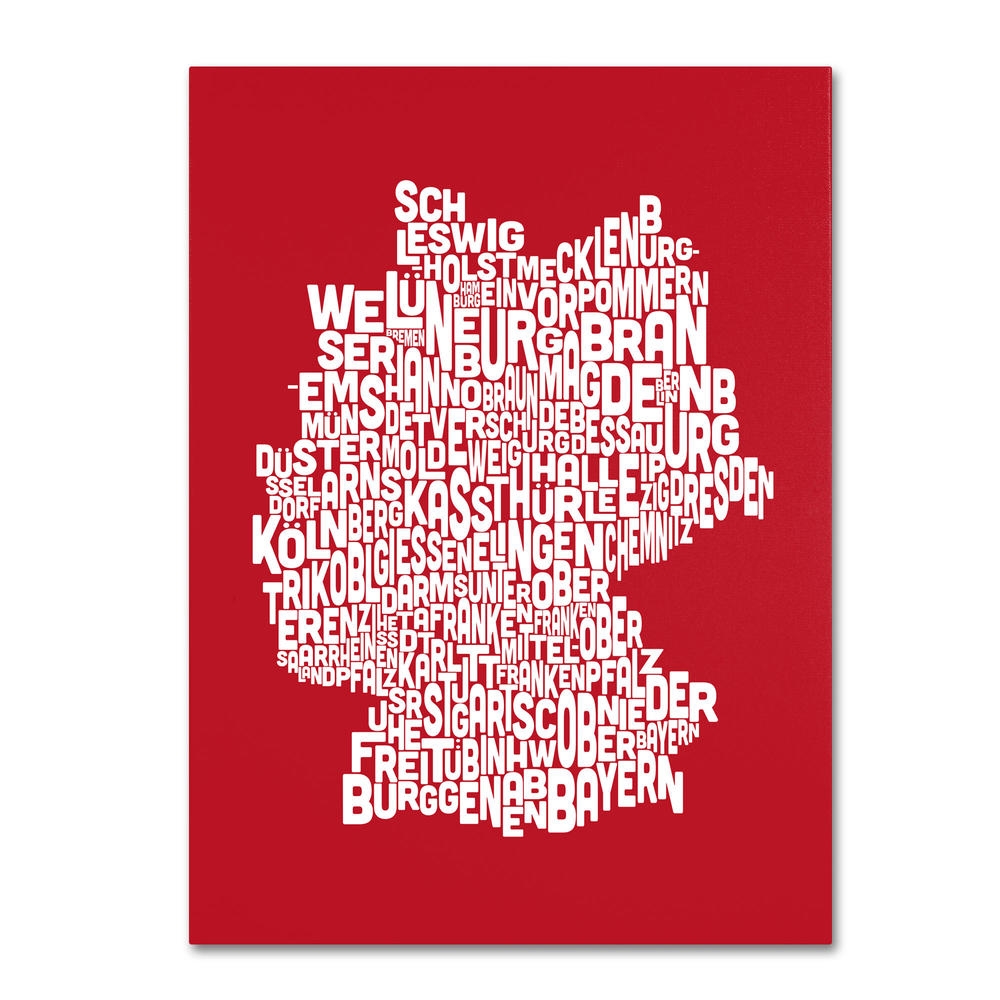 Trademark Global Michael Tompsett 'Germany Regions Map - Red' Canvas Art