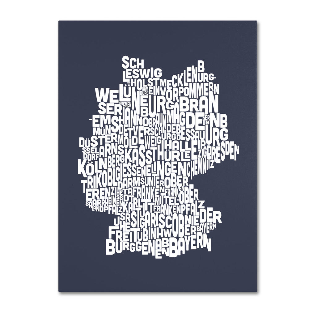 Trademark Global Michael Tompsett 'Germany Regions Map - Slate' Canvas Art