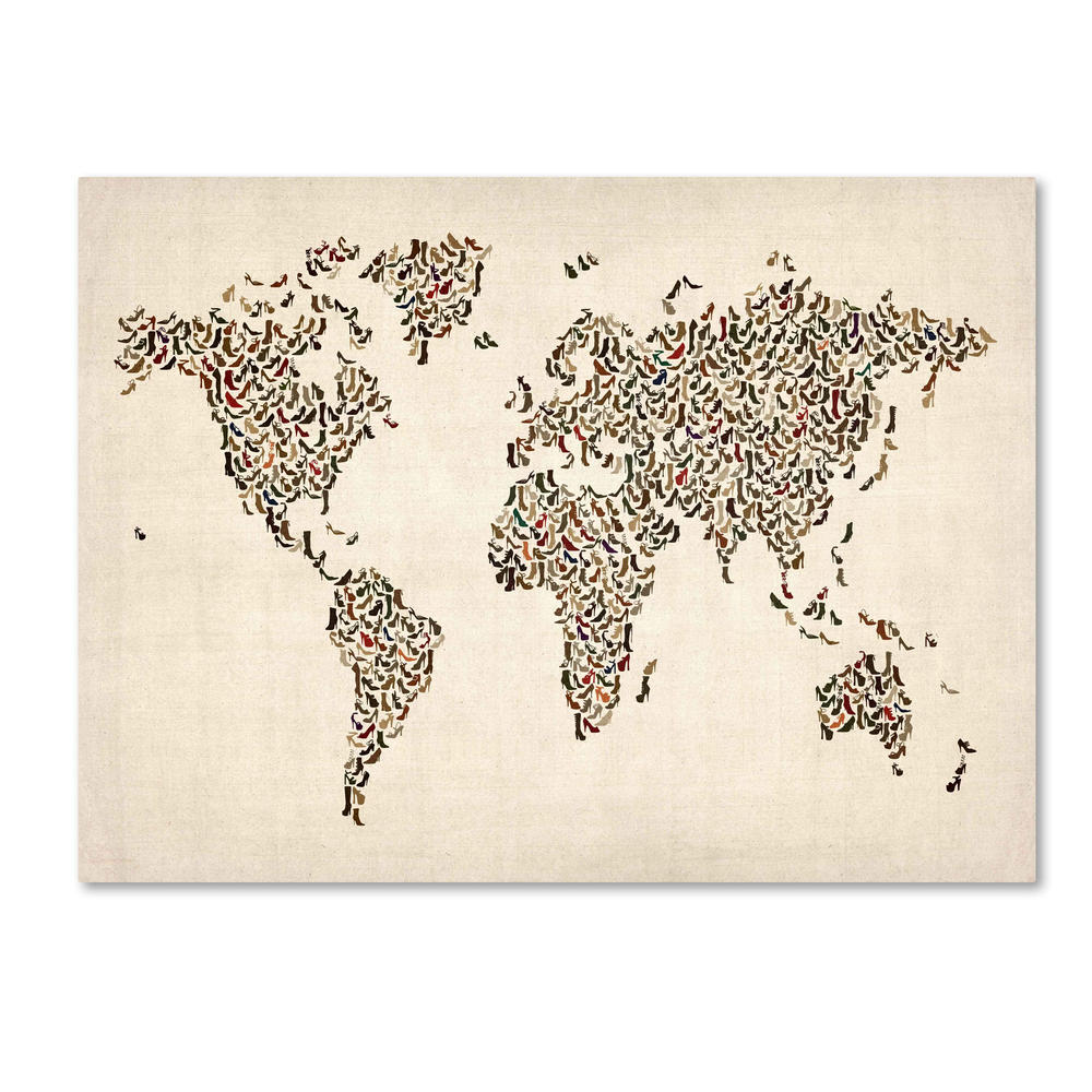 Trademark Global Michael Tompsett 'Ladies Shoes World Map' Canvas Art