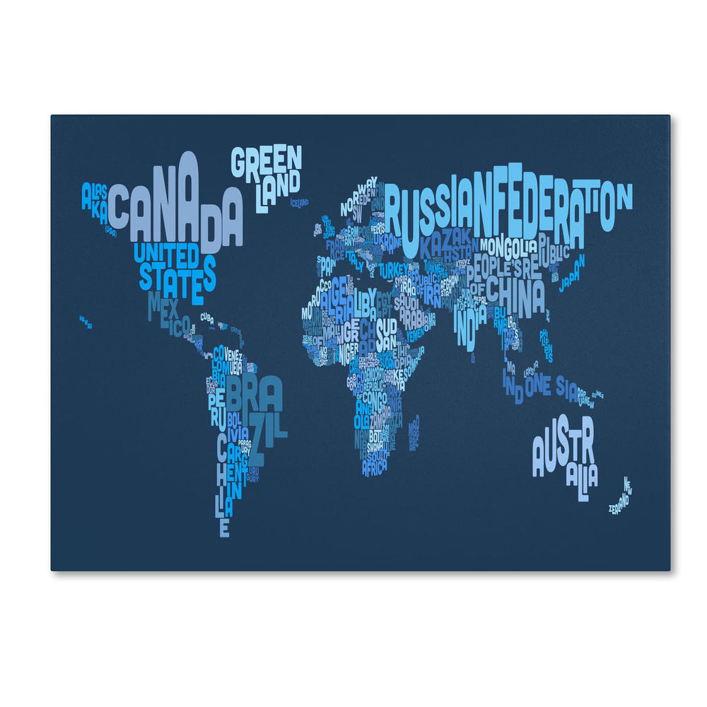 Trademark Global Michael Tompsett 'World Text Map 2' Canvas Art