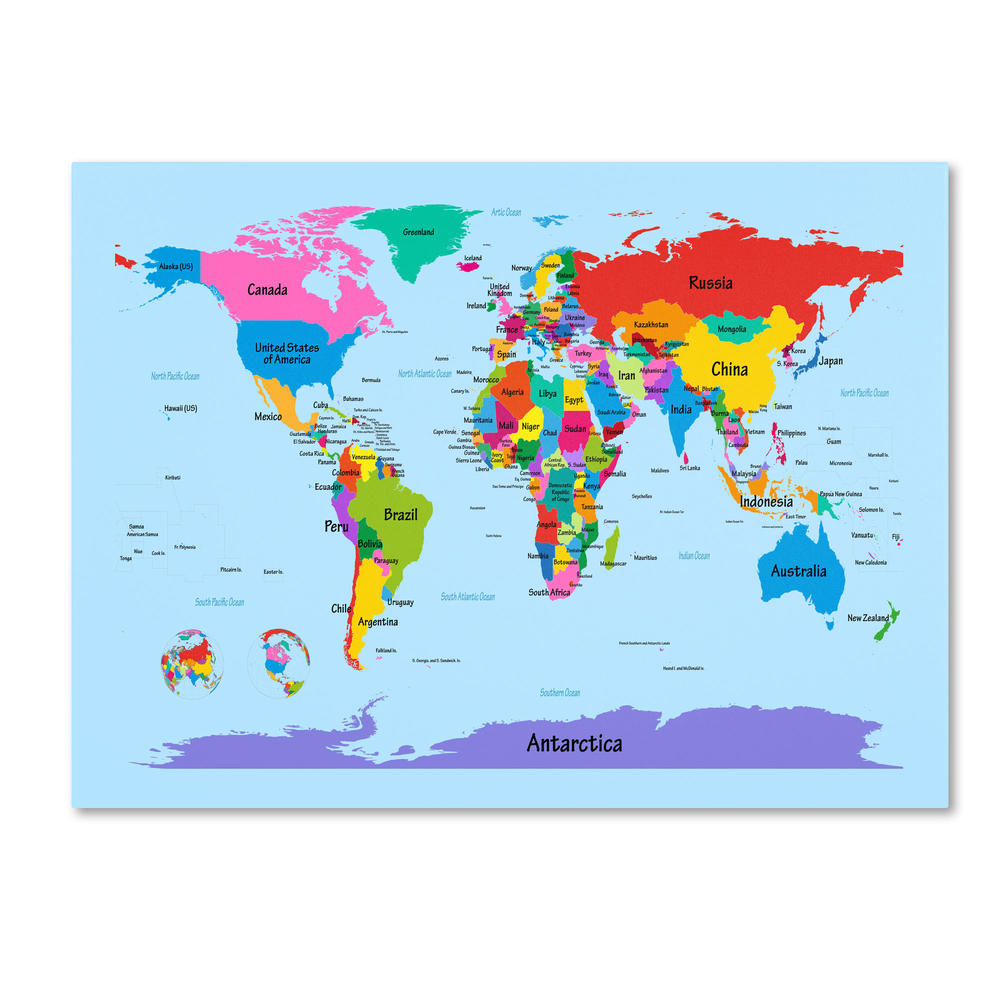 Trademark Global Michael Tompsett 'Childrens World Map' Canvas Art
