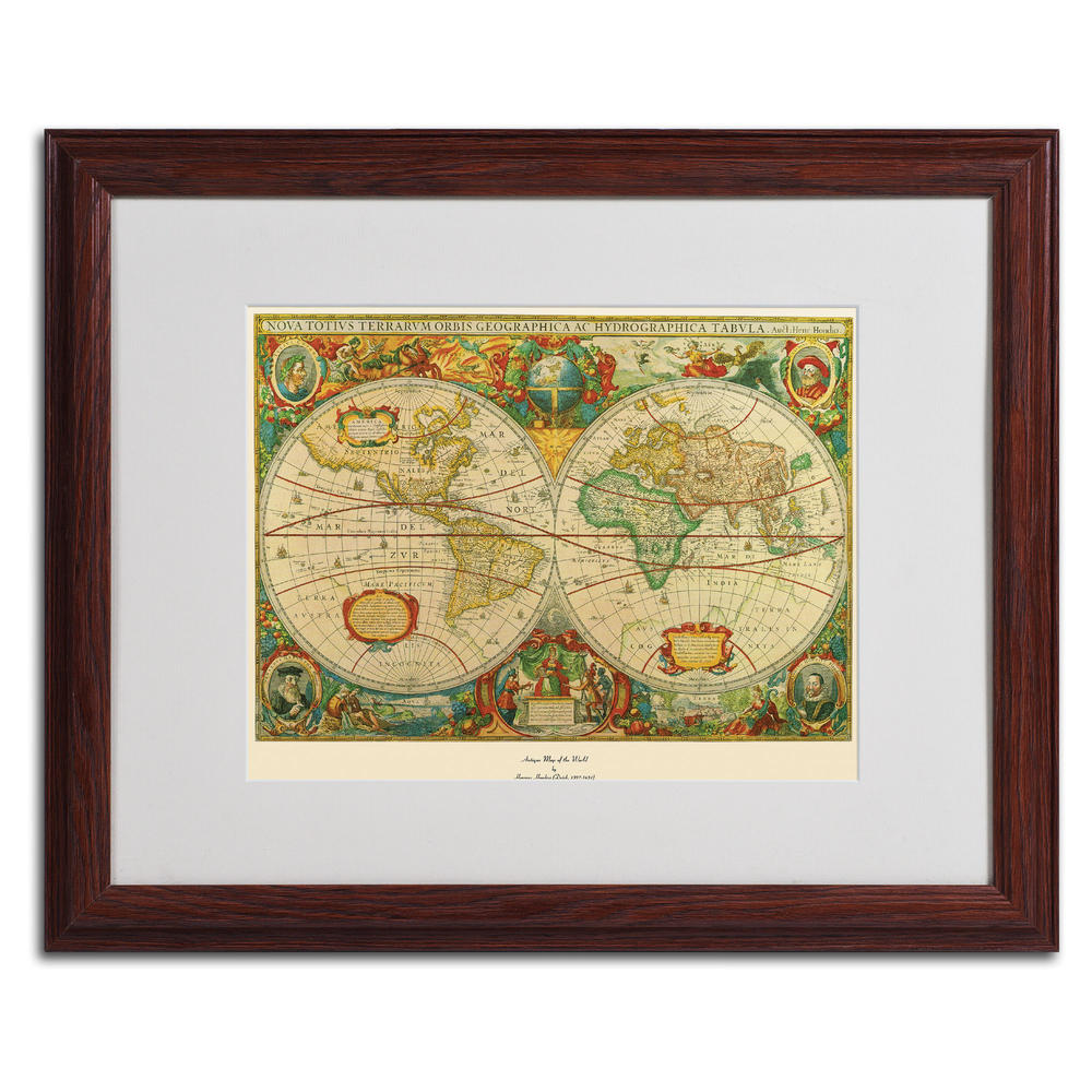 Trademark Global Old World Map Painting' 11" x 14" Matted Framed Art
