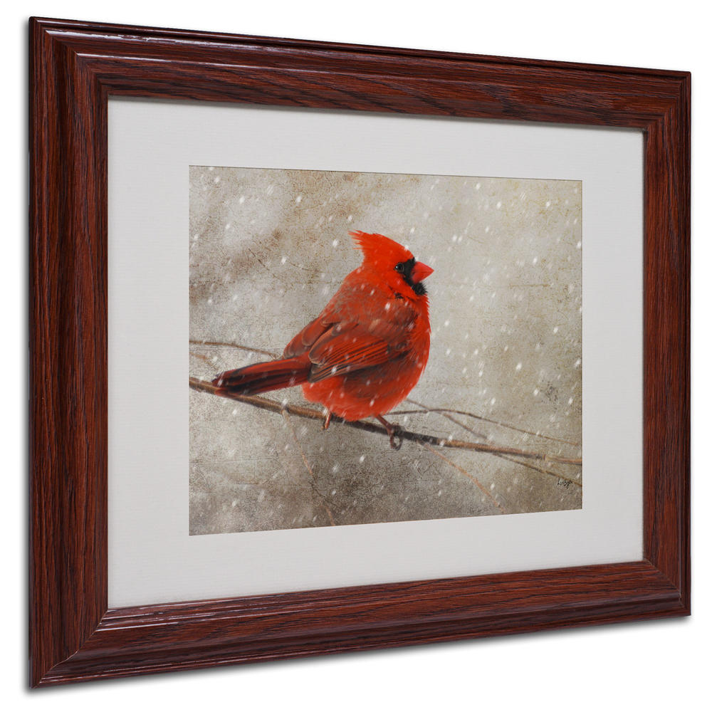 Trademark Global Lois Bryan 'Cardinal In Winter' Matted Framed Art