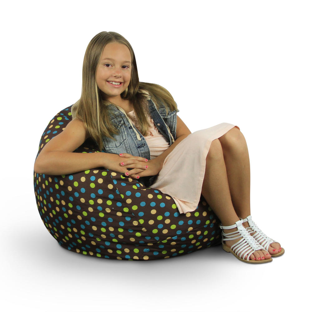 American Furniture Alliance Classic Small Bean Bag - Brown w/Turquoise Dots